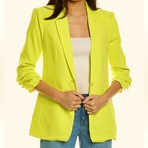 NEW Cinq a Sept Khloe Ruched Sleeve Blazer in Key Lime